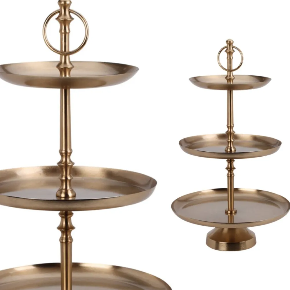 Patera trzypoziomowa złota h50 cm * H&S Decoration Sale