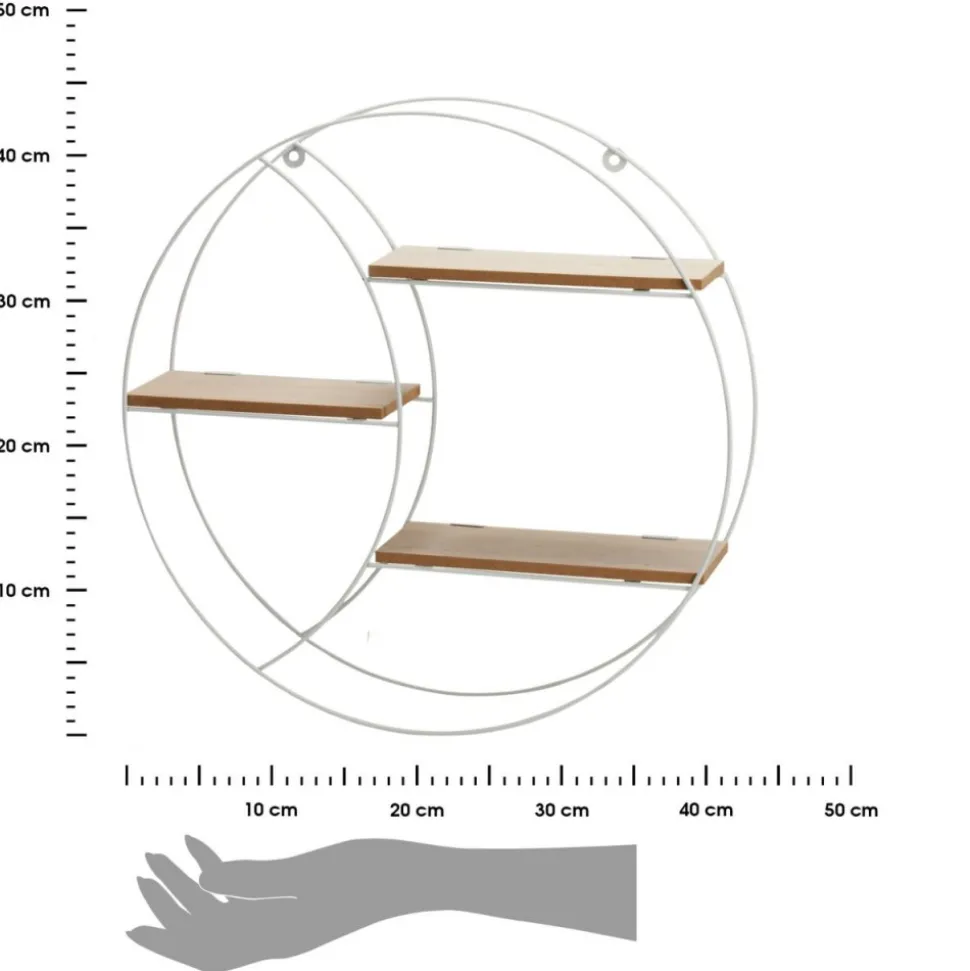 Półka ścienna metalowa z MDF biała okrągła 44 cm