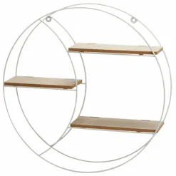 Półka ścienna metalowa z MDF biała okrągła 44 cm