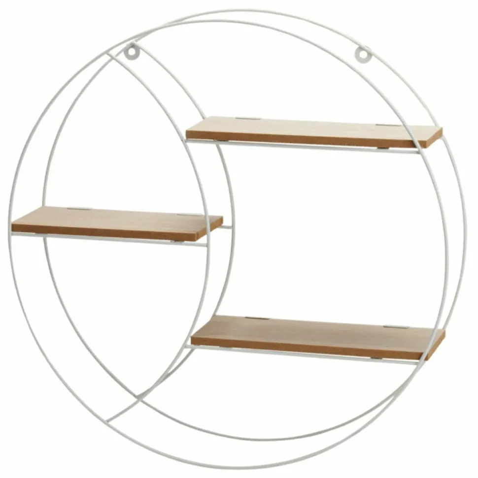 Półka ścienna metalowa z MDF biała okrągła 44 cm