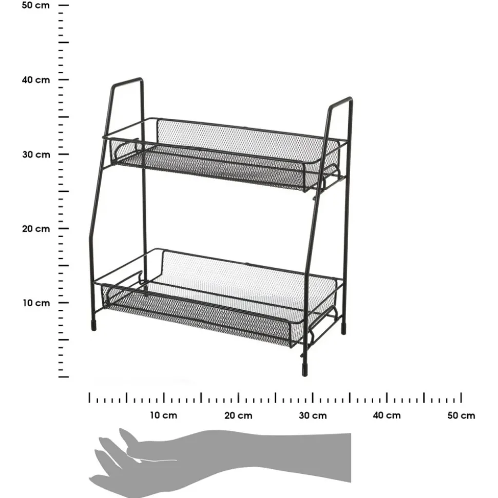 Półka metalowa czarna 2- poziomowa 33 cm