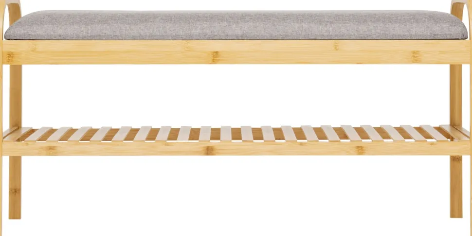 Półka na buty z pufą bambusowa Cosy beż