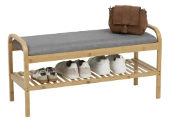 Półka na buty z pufą bambusowa Cosy beż