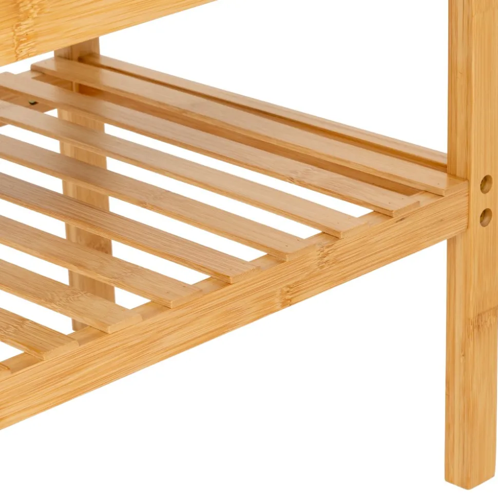 Półka na buty z pufą bambusowa Cosy beż