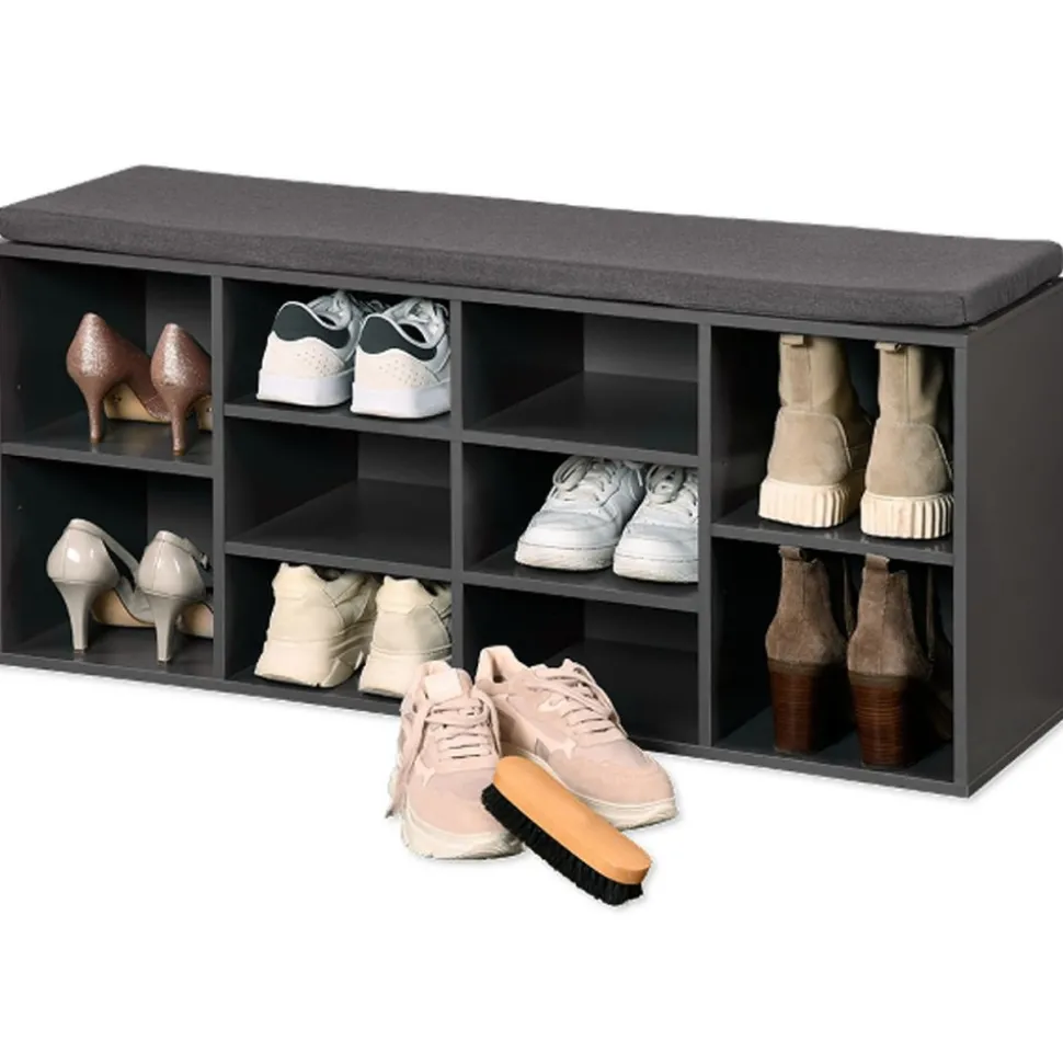 Półka na buty z siedziskiem szara 103xh48 cm