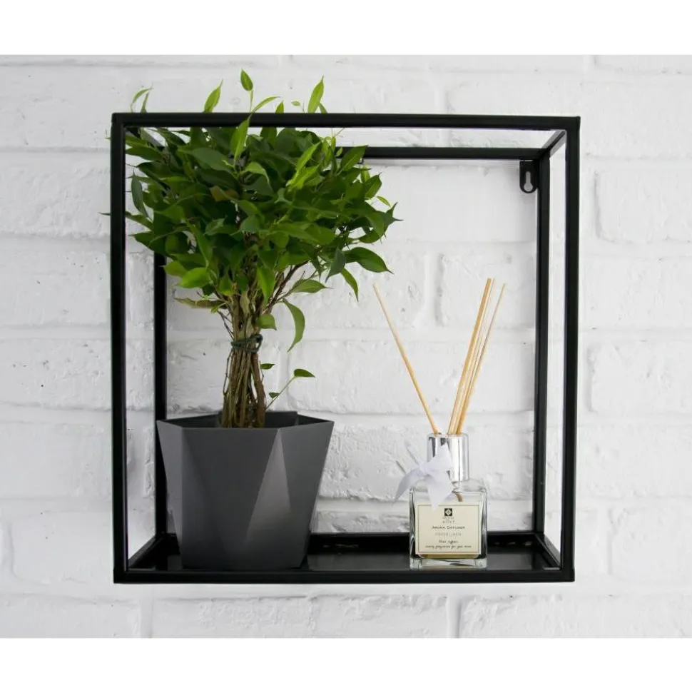 Półka wisząca ścienna metal czarna 35 cm LOFT