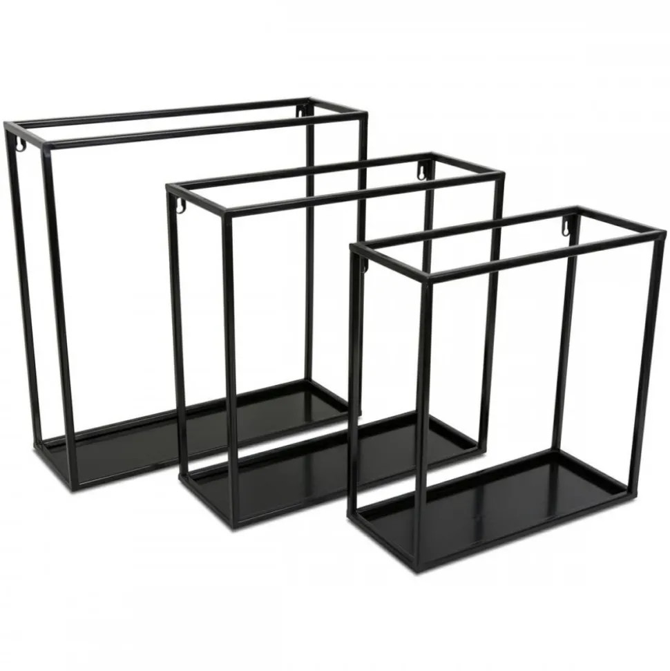 Półka wisząca ścienna metal czarna 35 cm LOFT