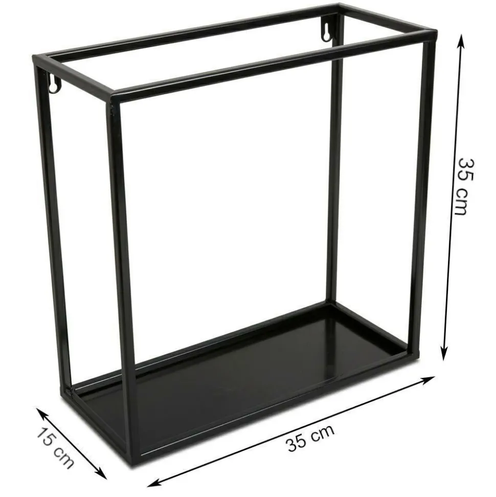 Półka wisząca ścienna metal czarna 35 cm LOFT