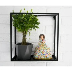 Półka wisząca ścienna metal czarna 35 cm LOFT