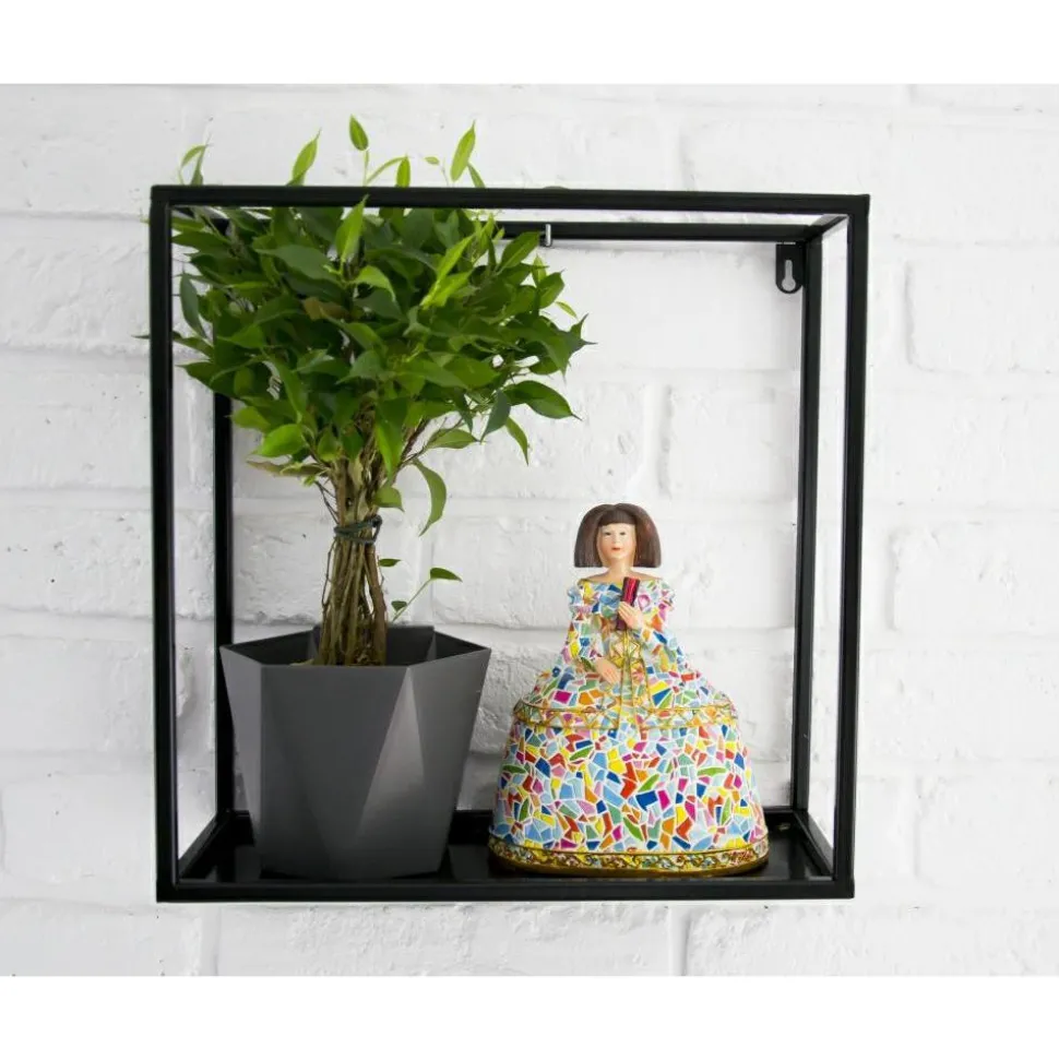 Półka wisząca ścienna metal czarna 35 cm LOFT