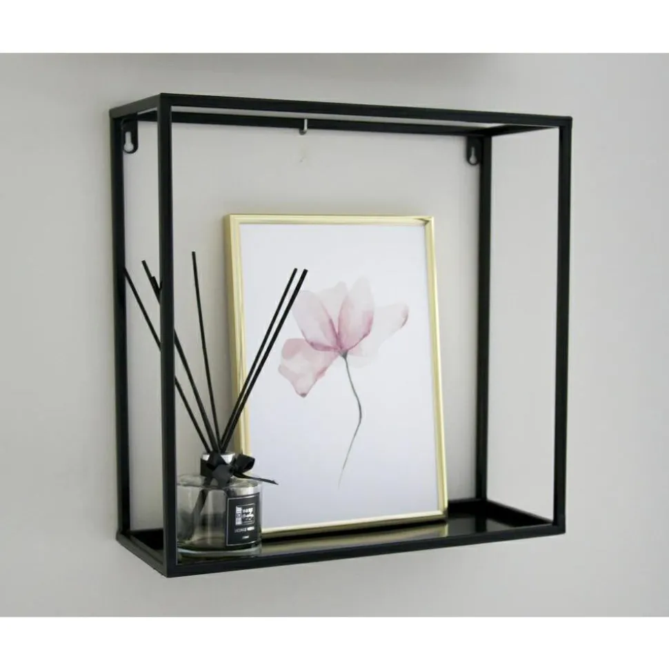 Półka wisząca ścienna metal czarna 40 cm LOFT