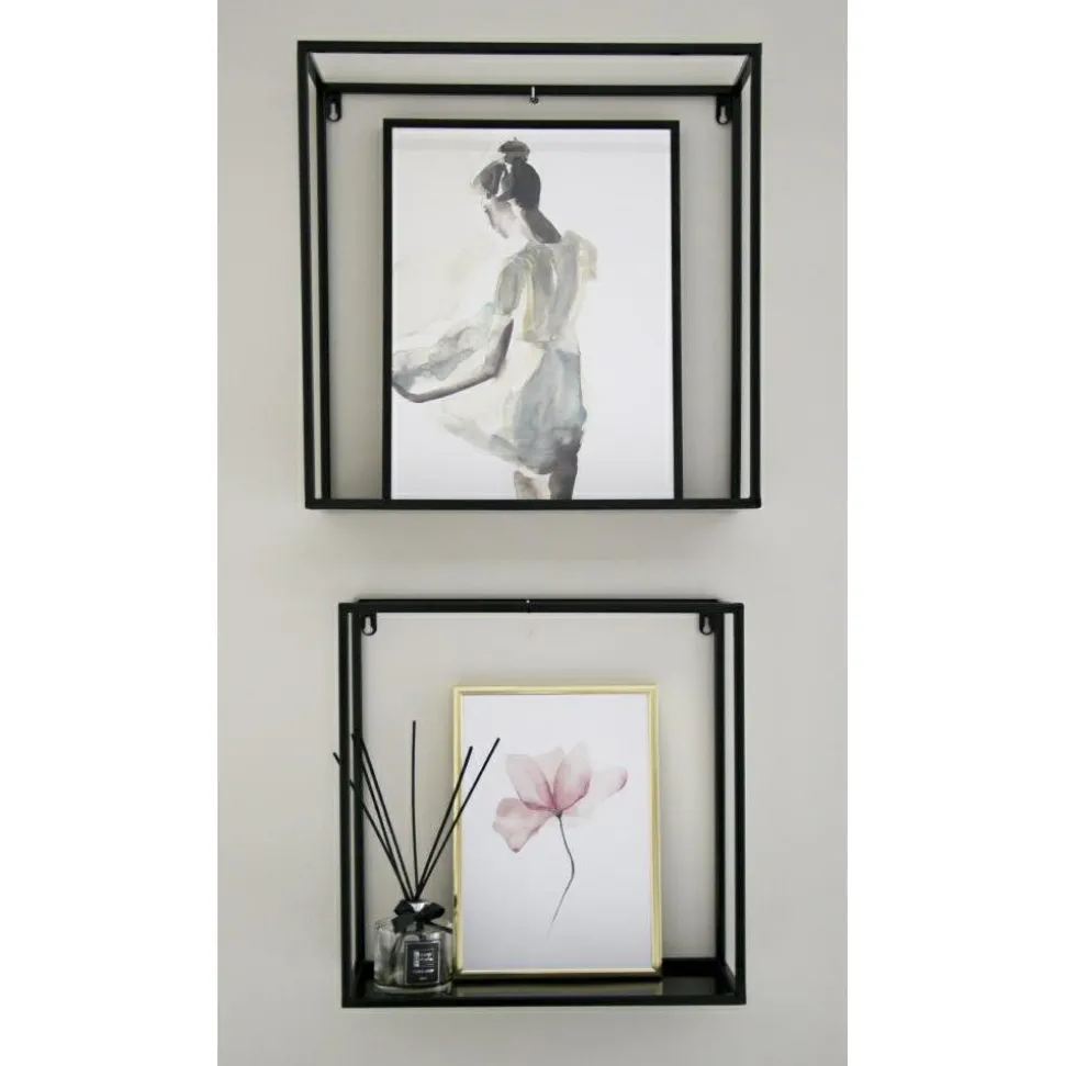 Półka wisząca ścienna metal czarna 45 cm LOFT