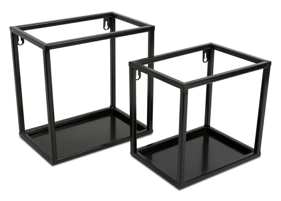 Półka wisząca ścienna metal czarna 20 cm LOFT