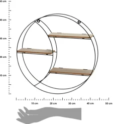 Półka ścienna metalowa z MDF czarna okrągła 44 cm * HowHomely Sale