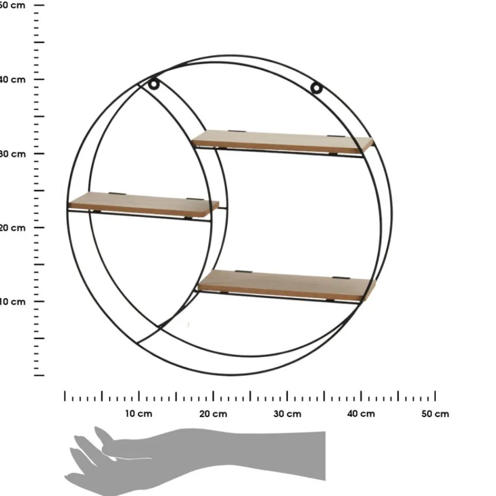 Półka ścienna metalowa z MDF czarna okrągła 44 cm * HowHomely Sale