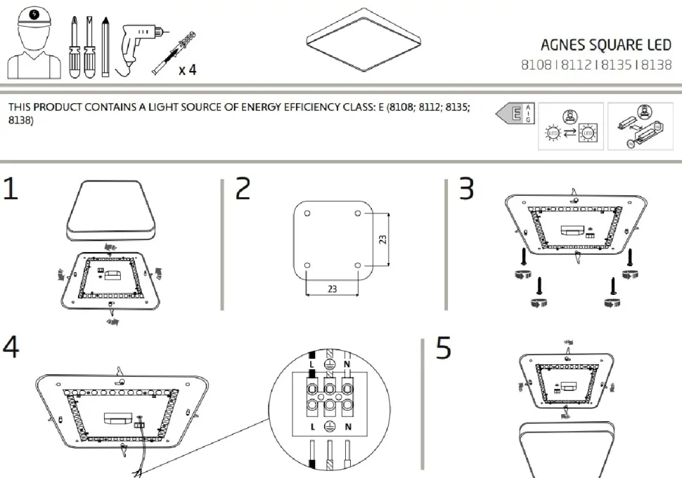 Plafon Łazienkowy AGNES SQUARE Czarny 16W LED 4000K IP44 33,5cm