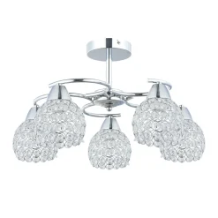 Plafon sufitowy kryształki chrom Crystal I 5xE27