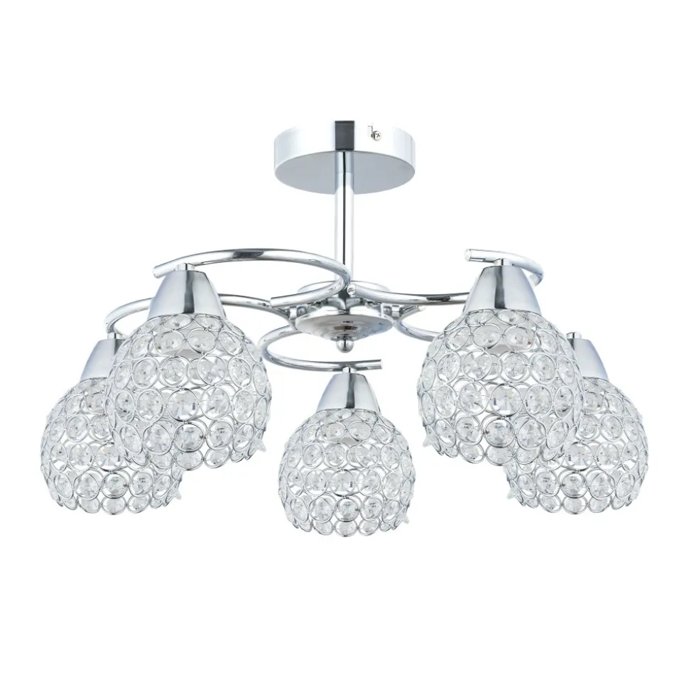 Plafon sufitowy kryształki chrom Crystal I 5xE27