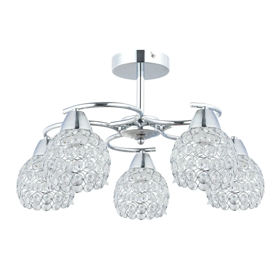 Plafon sufitowy kryształki chrom Crystal I 5xE27
