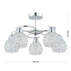 Plafon sufitowy kryształki chrom Crystal I 5xE27