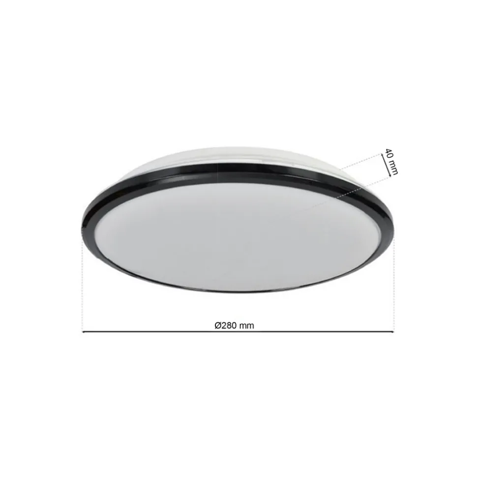 Plafon TERMA czarny 18W LED IP44 28 cm