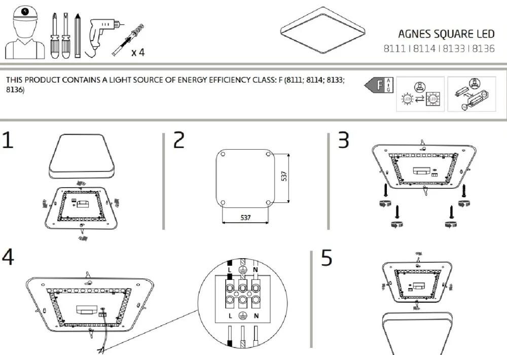 Plafon Łazienkowy AGNES SQUARE Czarny 64W LED 4000K IP44 63,5cm * Nowodvorski Online