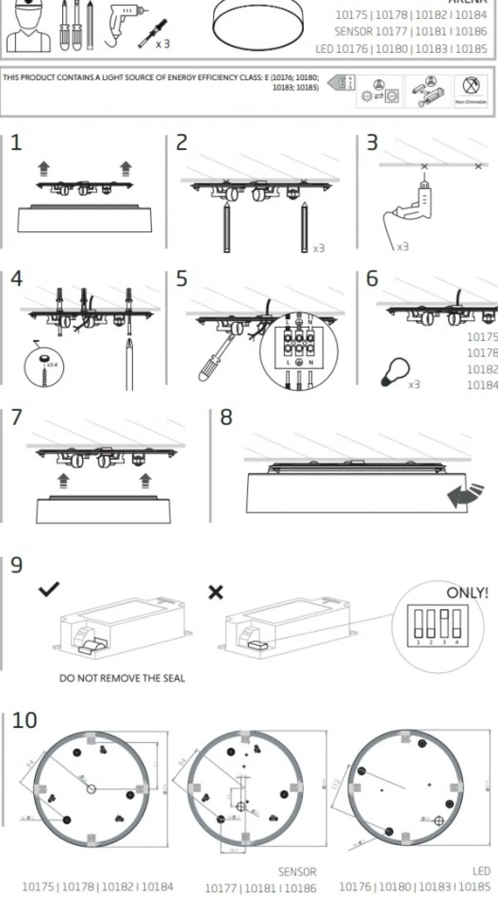 Plafon Sufitowy ARENA Czarny 3xE14 40,5cm Czujnik Ruchu * Nowodvorski Outlet