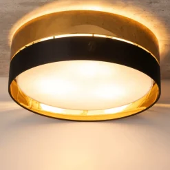 Plafon Sufitowy HILTON Czarny Złoty Abażur 4xE27 45cm * TK Lighting Best