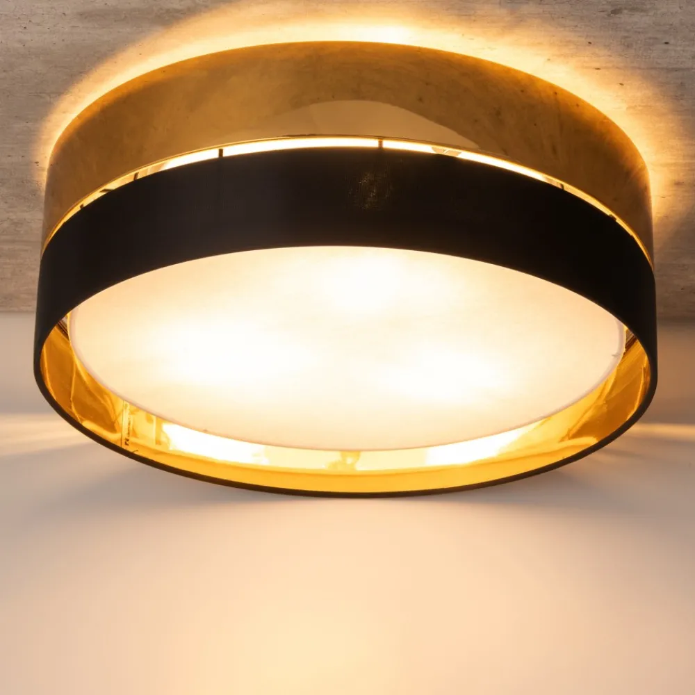 Plafon Sufitowy HILTON Czarny Złoty Abażur 4xE27 45cm * TK Lighting Best