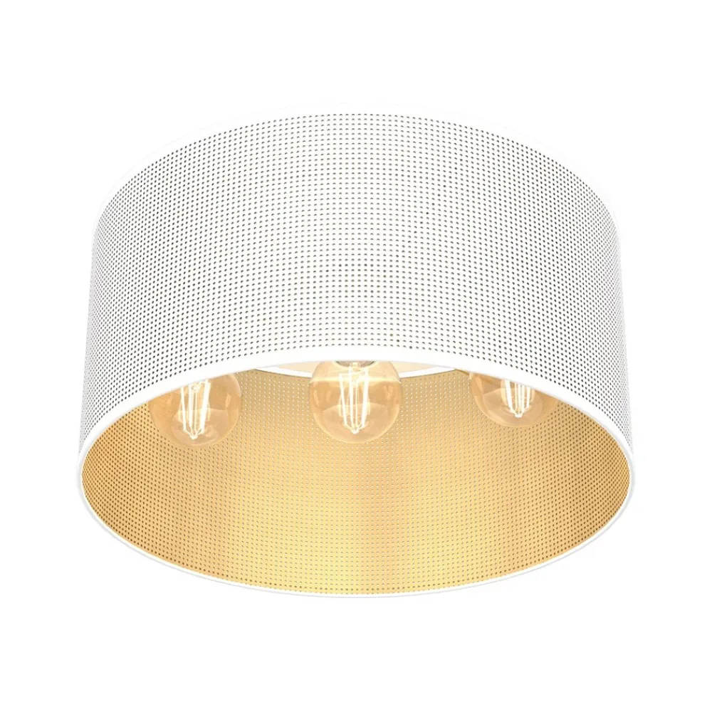 Plafon Sufitowy LOFT SHADE Biały Złoty Klosz z Tworzywa 3xE27 40cm * Luminex Discount