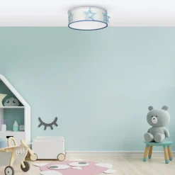 Plafon Sufitowy STAR Niebieski Biały Abażur 2xE27 40cm * Eko-light Clearance