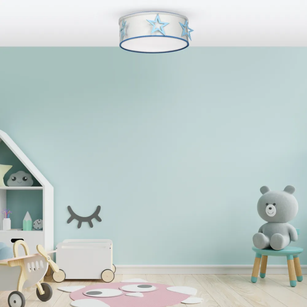 Plafon Sufitowy STAR Niebieski Biały Abażur 2xE27 40cm * Eko-light Clearance