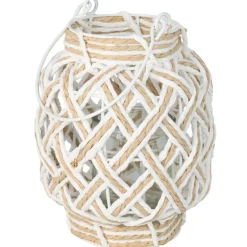 Pleciony lampion ze szklanym wkładem 16xh20 cm