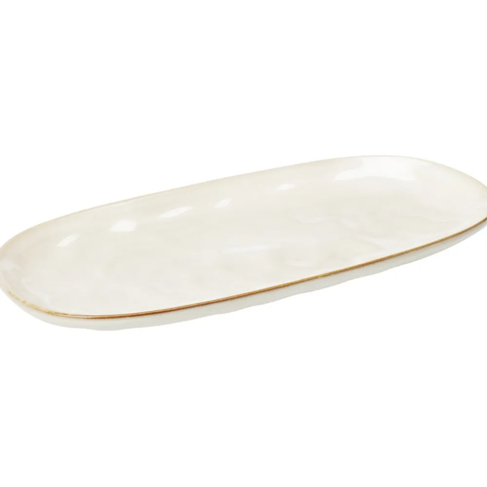 Półmisek owalny biały z brązową krawędzią 31 cm * Siaki Collection Hot