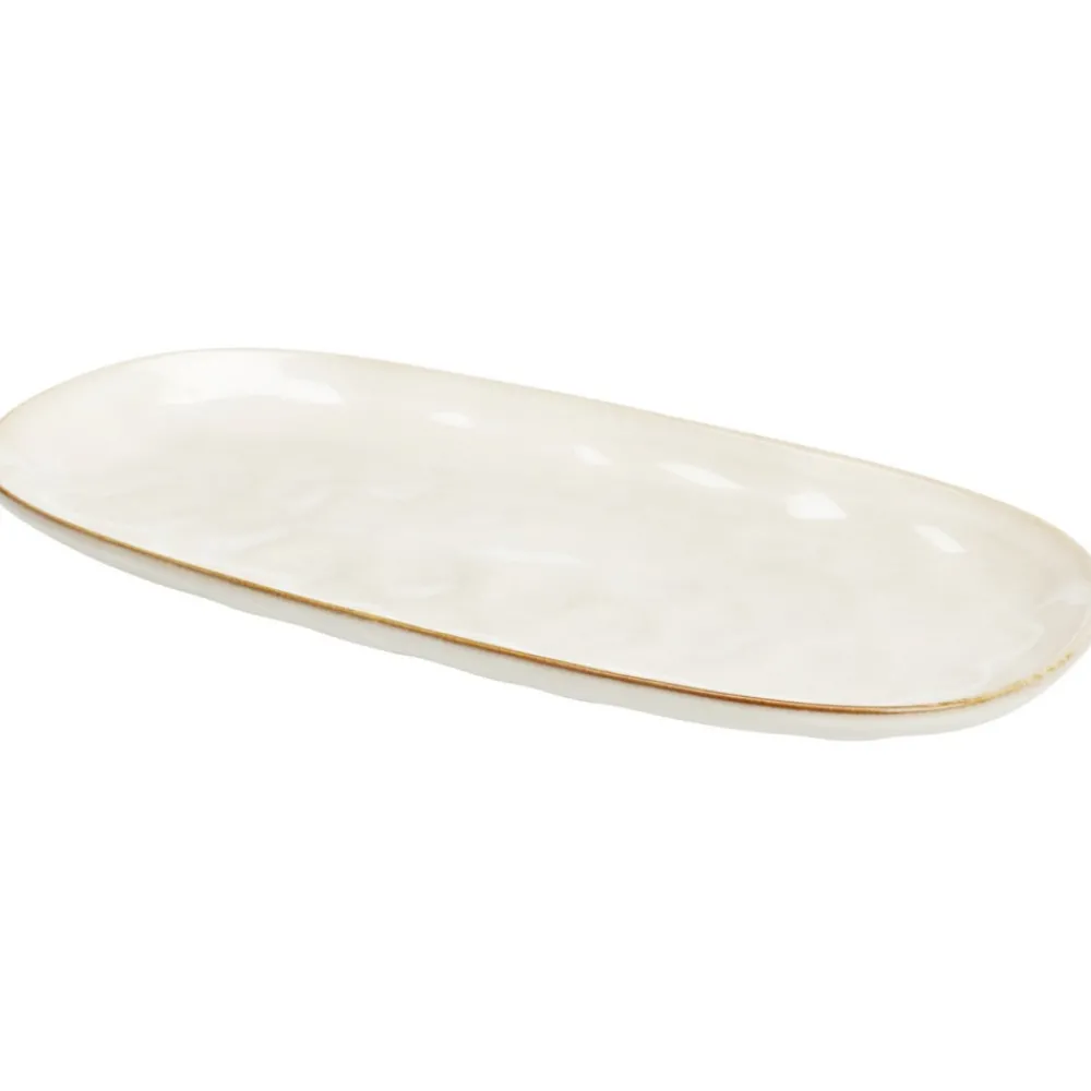 Półmisek owalny biały z brązową krawędzią 31 cm * Siaki Collection Hot