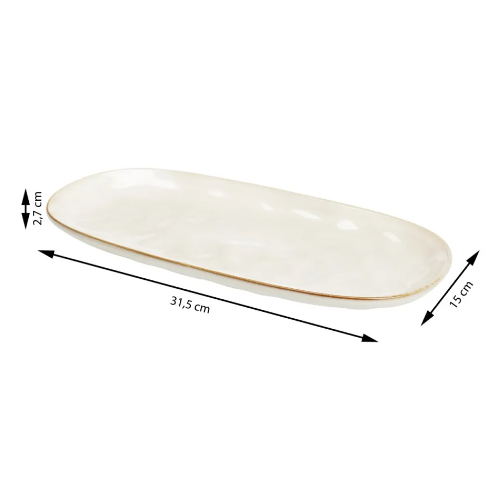 Półmisek owalny biały z brązową krawędzią 31 cm * Siaki Collection Hot