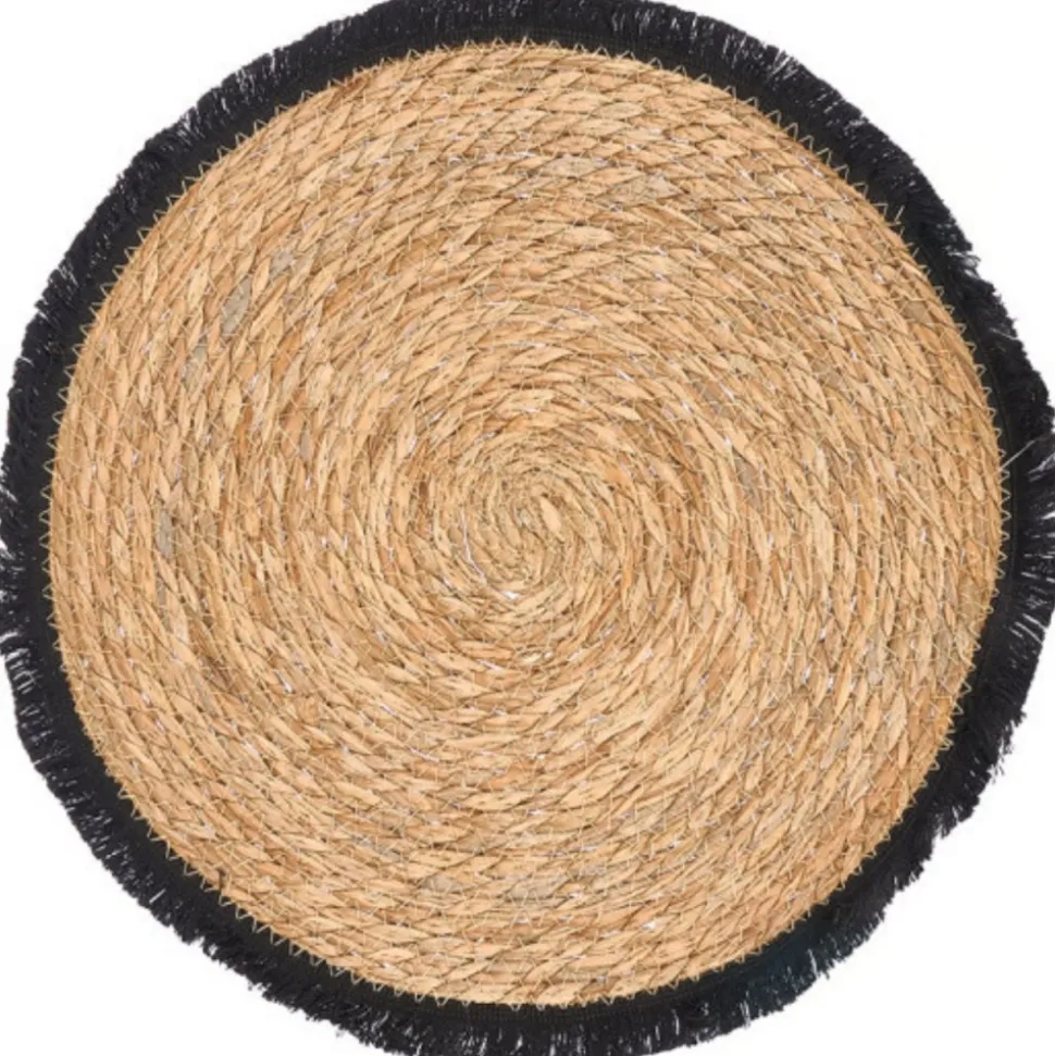 Podkładka na stół boho 38 cm czarne frędzle