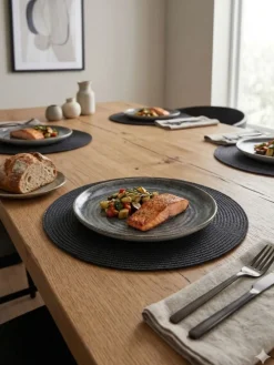 Podkładka na stół Braid Black okrągła * Secret de Gourmet New