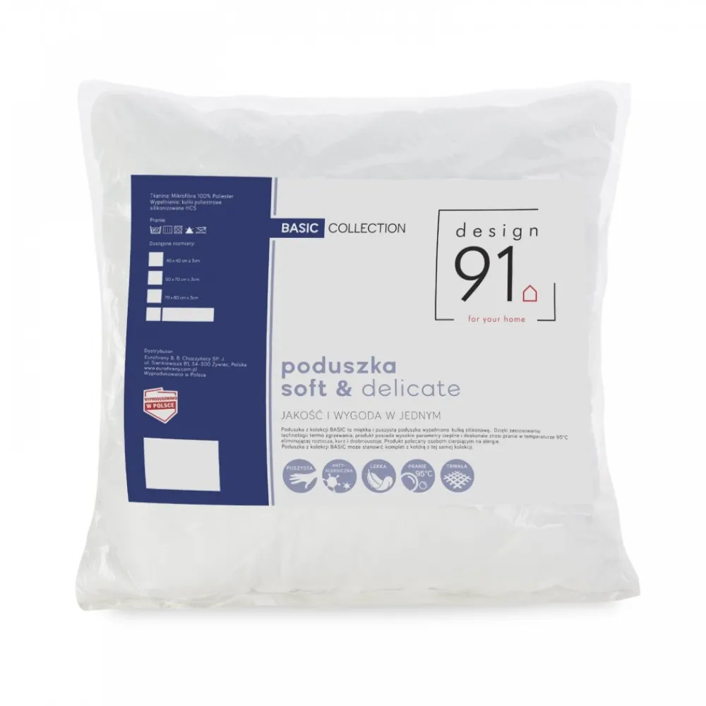 Poduszka BASIC 40x40 cm biała antyalergiczna * EUROFIRANY B.B. Choczyńscy Sp.J. Online