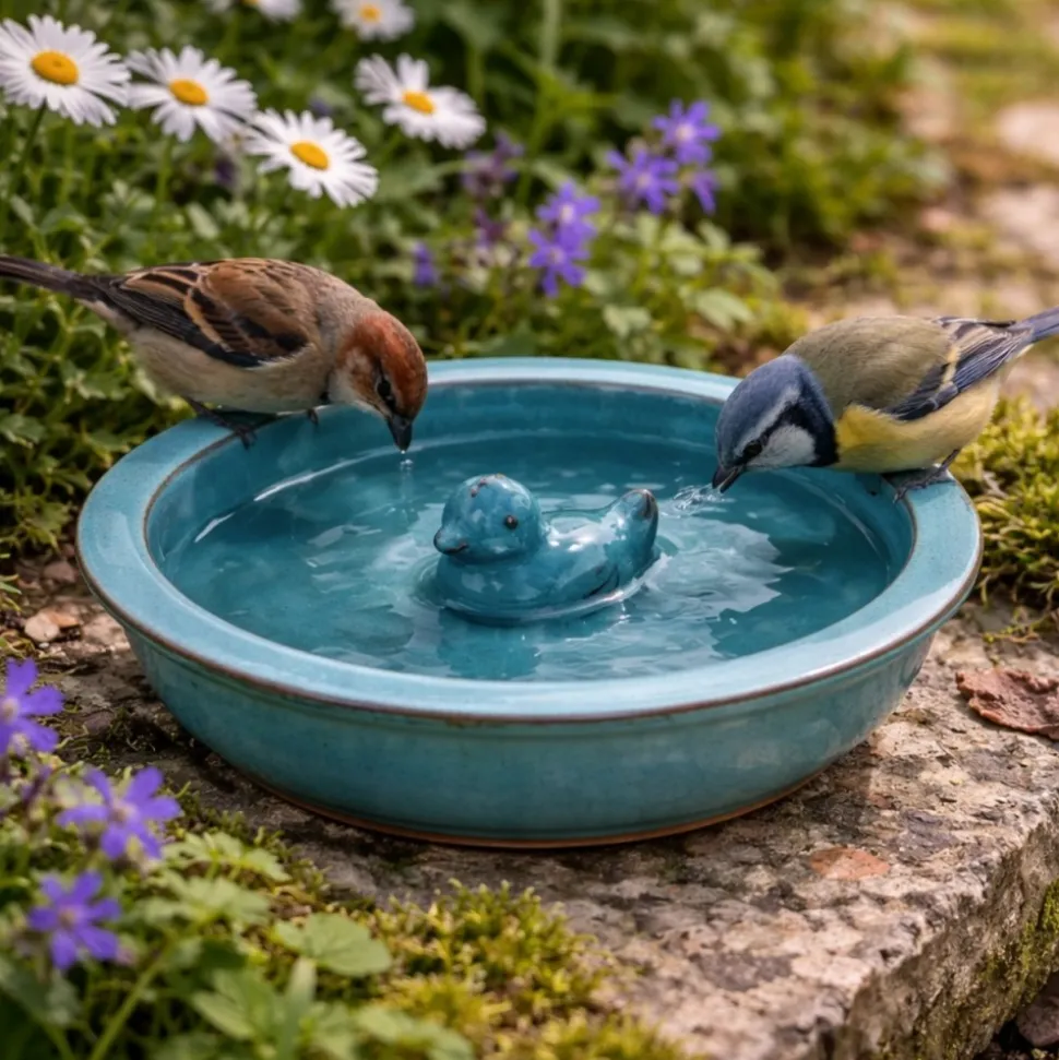 Poidełko dla ptaków ceramiczne z kaczką