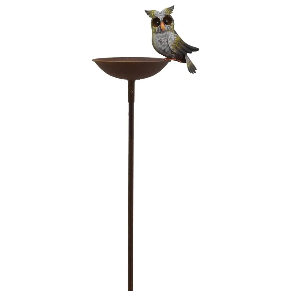 Poidełko z sową na metalowym stojaku h124,5 cm