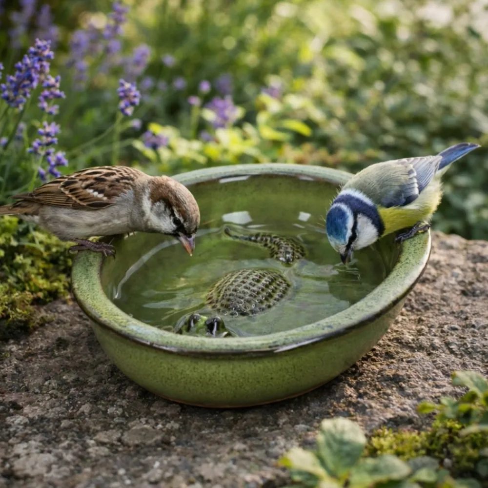 Poidełko dla ptaków ceramiczne z krokodylem zielone * Esschert Design Online