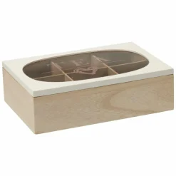 Pojemnik na herbatę 6 przegródek przeszklony 24x16 cm