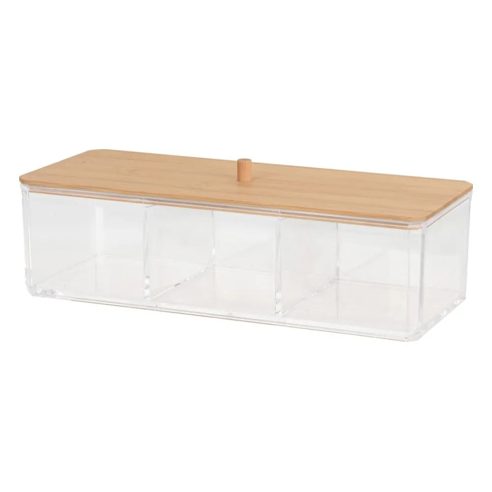 Pojemnik kosmetyczny z bambusową pokrywą 23x9,5 cm * Bathroom Solutions New