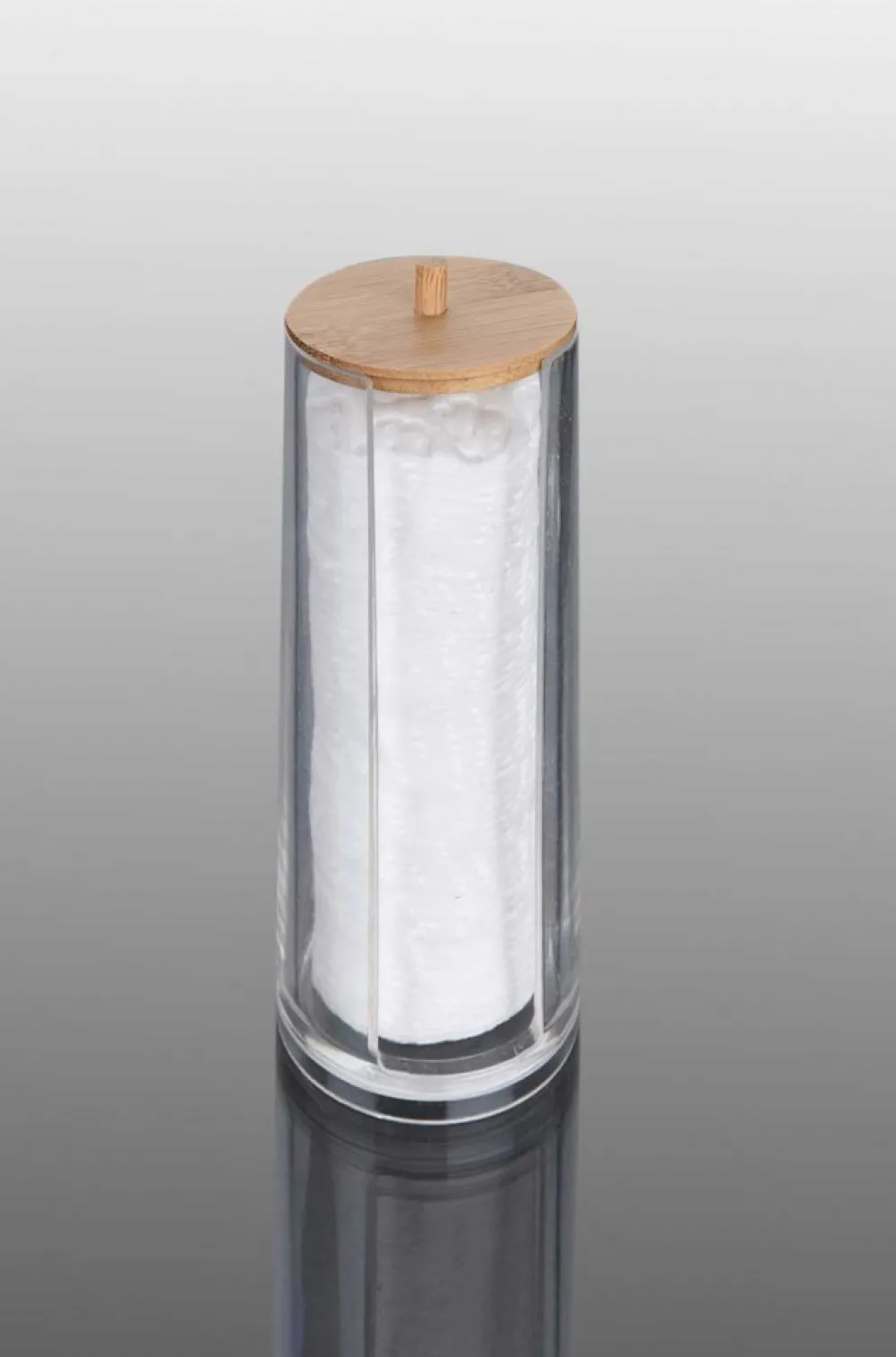 Pojemnik na waciki z bambusową pokrywą 19,5 cm * Bathroom Solutions Outlet