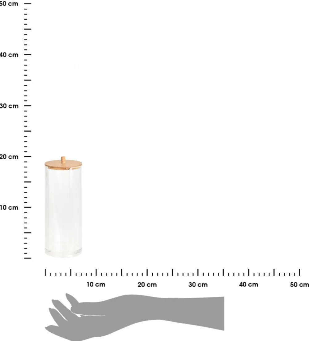 Pojemnik na waciki z bambusową pokrywą 19,5 cm * Bathroom Solutions Outlet