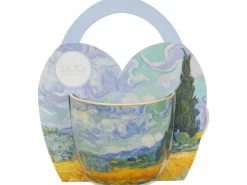 Porcelanowy kubek 460 ml Van Gogh Wheat Field w koszyczku