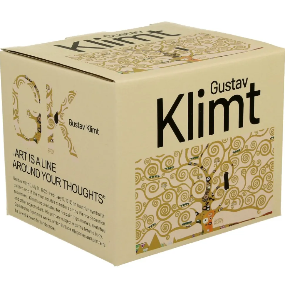 Porcelanowy kubek baryłka Klimt Ecru Tree Of Life 430 ml
