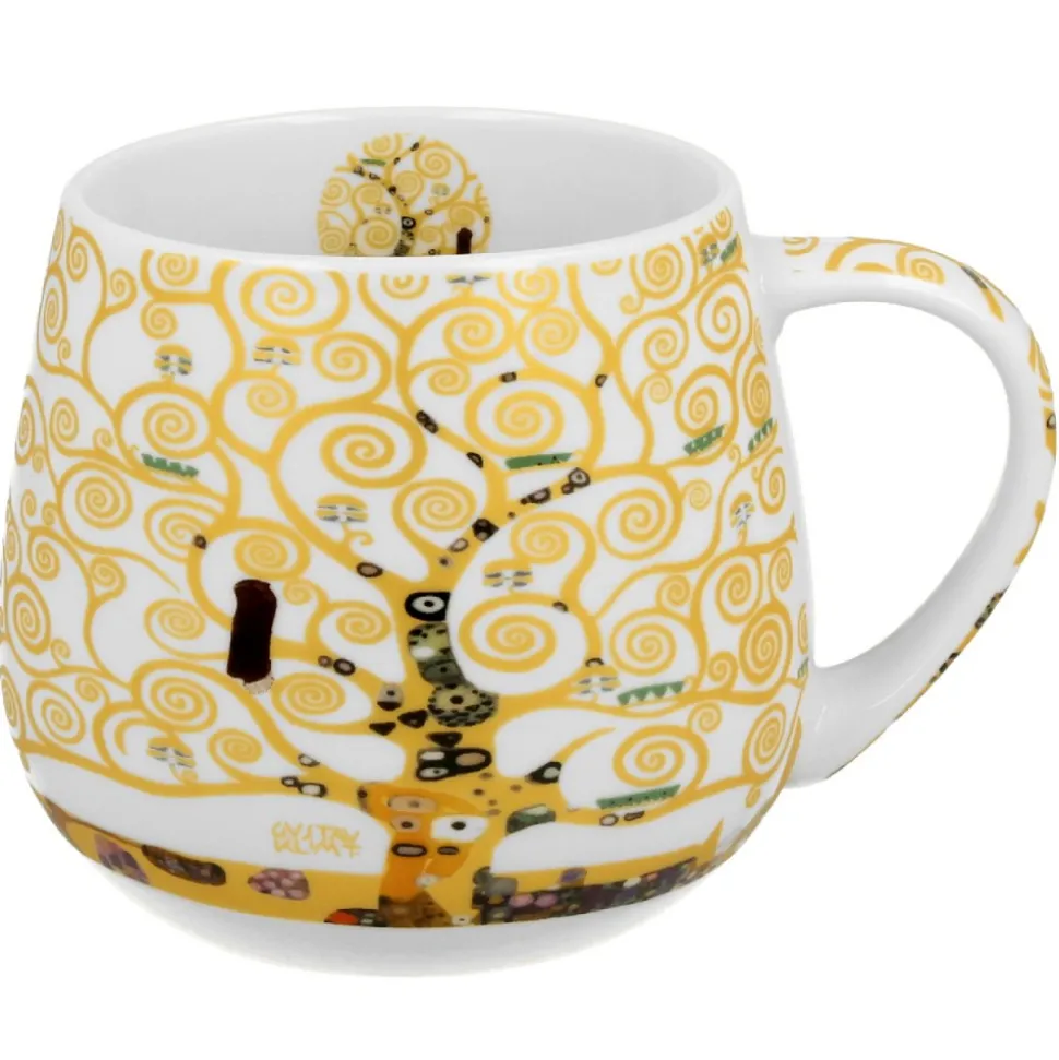 Porcelanowy kubek baryłka Klimt Ecru Tree Of Life 430 ml