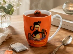 Porcelanowy kubek baryłka Koci Świat Cindy i Koty w koszyczku 360 ml